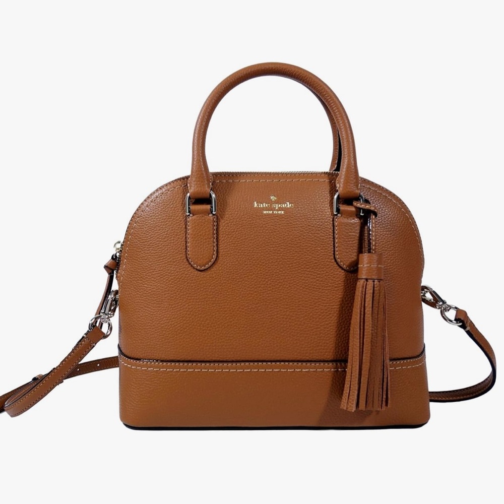 Kate Spade New York Carli McCall Street Leather Satchel, Cognac Brown Like New